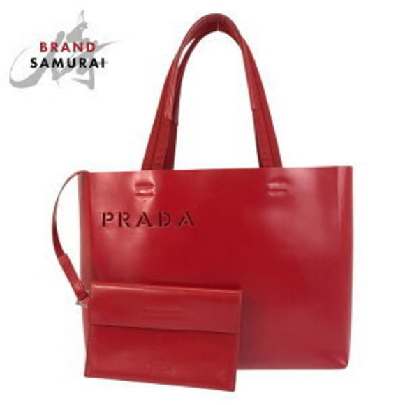 Prada tote Shoulder suede red leather Bag - Picture 1 of 9